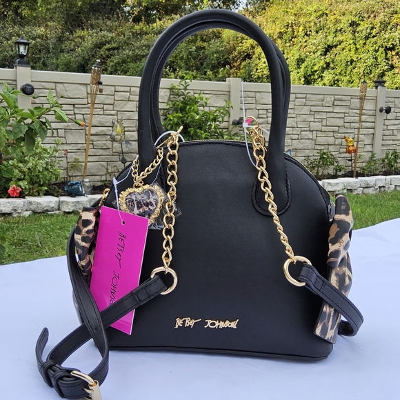 Betsey Johnson Black and Leopard Satchel - Picture 8 of 9